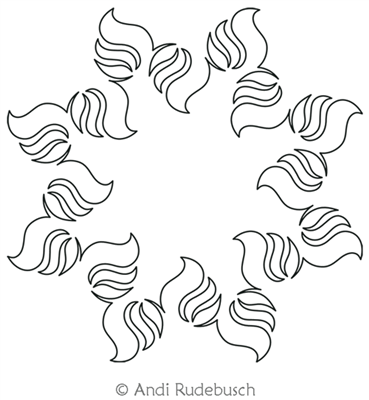 Bonfire Wreath 1 by Andi Rudebusch. This image demonstrates how this computerized pattern will stitch out once loaded on your robotic quilting system. A full page pdf is included with the design download.