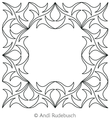 Dancing Filigree Frame by Andi Rudebusch. This image demonstrates how this computerized pattern will stitch out once loaded on your robotic quilting system. A full page pdf is included with the design download.