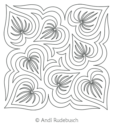 Hostas Block 1 by Andi Rudebusch. This image demonstrates how this computerized pattern will stitch out once loaded on your robotic quilting system. A full page pdf is included with the design download.