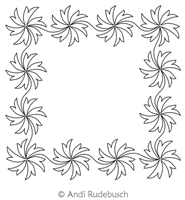 Spinning Flowers Frame by Andi Rudebusch. This image demonstrates how this computerized pattern will stitch out once loaded on your robotic quilting system. A full page pdf is included with the design download.