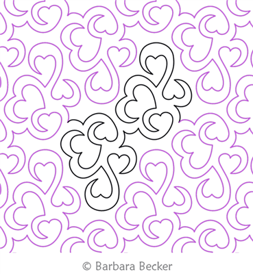 Hearts Entwined by Barbara Becker. This image demonstrates how this computerized pattern will stitch out once loaded on your robotic quilting system. A full page pdf is included with the design download.