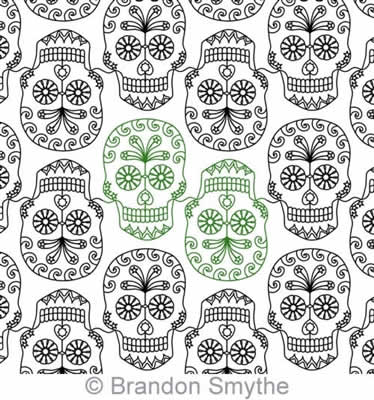 Digital Quilting Design Sugar Skull Panto by Brandon Smythe.