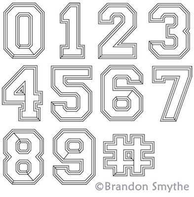 Digital Quilting Design Varsity Numbers Set by Brandon Smythe.