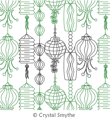 Digital Quilting Design Asian Lanterns by Crystal Smythe.