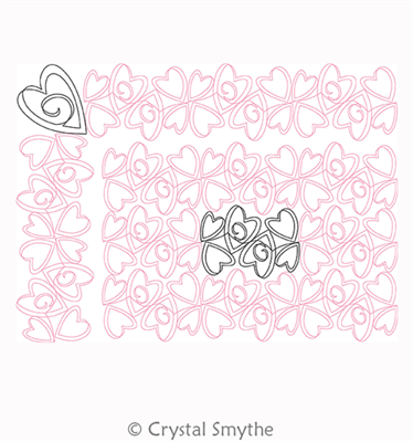 Digital Quilting Design Be Mine Valentine Panto Or Border with Corner by Crystal Smythe.