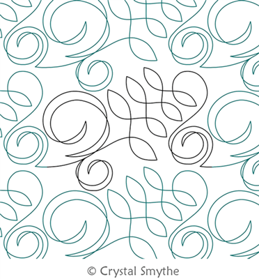 Digital Quilting Design Curls and Leaves by Crystal Smythe.