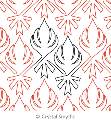 Digital Quilting Design Damask Fire by Crystal Smythe.