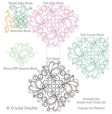 Digital Quilting Design Emerald Isle Simple Irish Chain Set by Crystal Smythe.