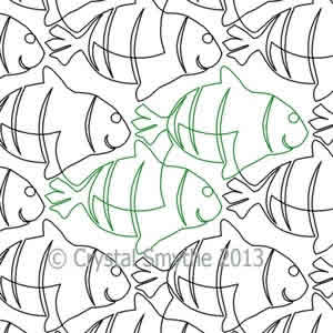 Digital Quilting Design Happy Fish by Crystal Smythe.