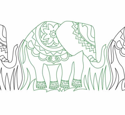 Digital Quilting Design Hindi Elephant Border by Crystal Smythe.