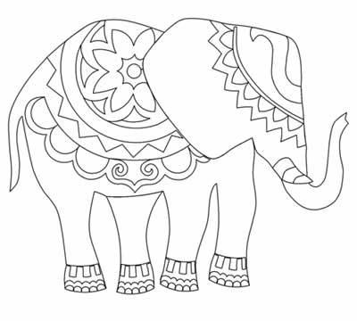 Digital Quilting Design Hindi Elephant Motif by Crystal Smythe.