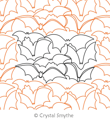 Digital Quilting Design Midnight Bats by Crystal Smythe.