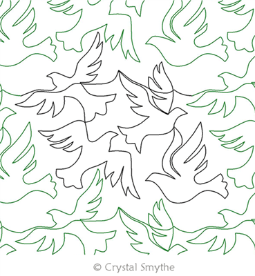 Digital Quilting Design Peaceful Doves by Crystal Smythe.