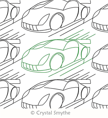 Digital Quilting Design Race Cars by Crystal Smythe.