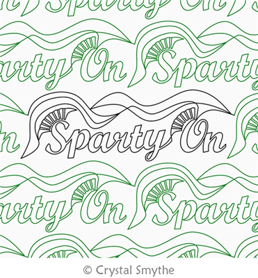 Digital Quilting Design Script Words Sparty On by Crystal Smythe.