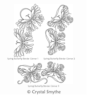 Digital Quilting Design Spring Butterfly Border Corner Set by Crystal Smythe.