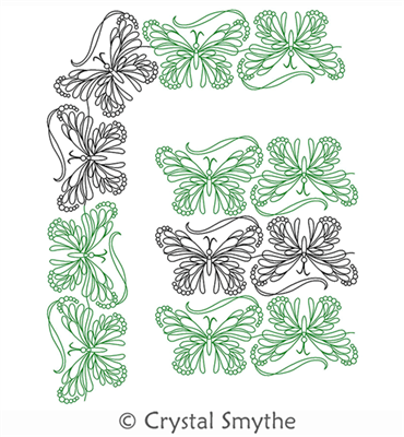 Digital Quilting Design Spring Butterfly Panto or Border and Corner 2 by Crystal Smythe.