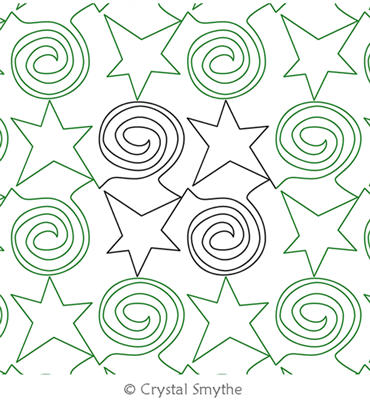 Digital Quilting Design Star and Spiral Checkerboard by Crystal Smythe.