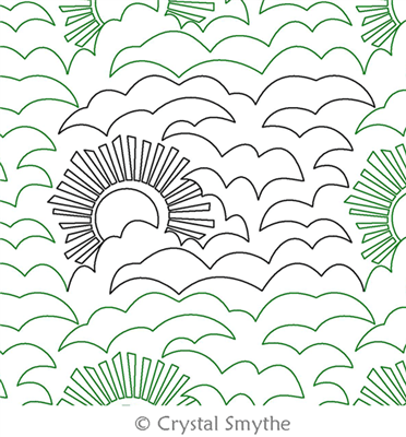 Digital Quilting Design Sunny with a Chance of Clouds by Crystal Smythe.