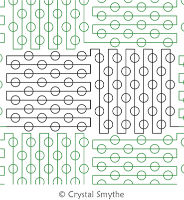 Back and Forth Circles 2 by Crystal Smythe. This image demonstrates how this computerized pattern will stitch out once loaded on your robotic quilting system. A full page pdf is included with the design download.