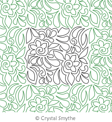 Love Flowers by Crystal Smythe. This image demonstrates how this computerized pattern will stitch out once loaded on your robotic quilting system. A full page pdf is included with the design download.