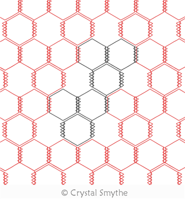 New Chickenwire by Crystal Smythe. This image demonstrates how this computerized pattern will stitch out once loaded on your robotic quilting system. A full page pdf is included with the design download.