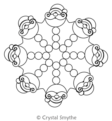 Santa Snowflake by Crystal Smythe. This image demonstrates how this computerized pattern will stitch out once loaded on your robotic quilting system. A full page pdf is included with the design download.