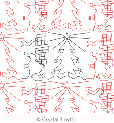 The Gift Giver by Crystal Smythe. This image demonstrates how this computerized pattern will stitch out once loaded on your robotic quilting system. A full page pdf is included with the design download.