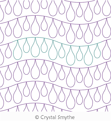 Wavy Teardrops by Crystal Smythe. This image demonstrates how this computerized pattern will stitch out once loaded on your robotic quilting system. A full page pdf is included with the design download.
