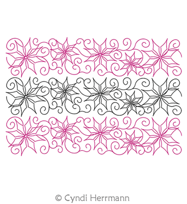 Digital Quilting Design Snowflake Swirl Border 2 by Cyndi Herrmann.