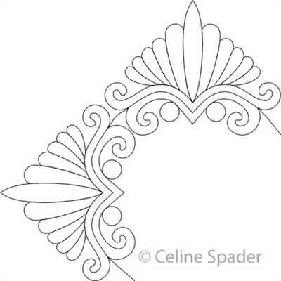 Digital Quilting Design Bonnie's Feather Triangle Border Corner by Celine Spader.