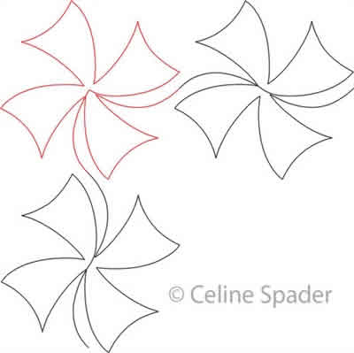 Digital Quilting Design Hidden Pinwheels Border and Corner by Celine Spader.