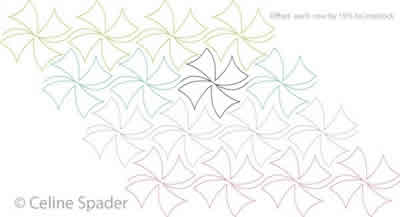 Digital Quilting Design Hidden Pinwheels Pantograph by Celine Spader.