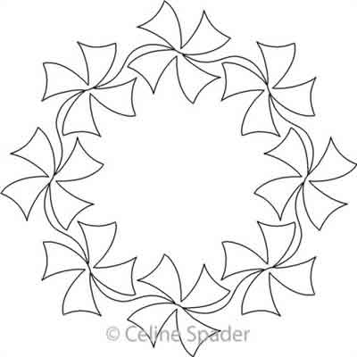 Digital Quilting Design Pretty Pinwheels Wreath by Celine Spader.