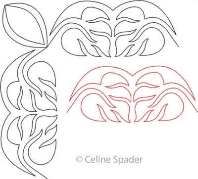 Digital Quilting Design Windblown Leaves Border and Corner 2 by Celine Spader.