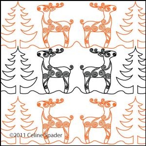 Digital Quilting Design Christmas Reindeer Border Panto 3 by Celine Spader.