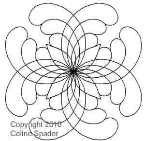Digital Quilting Design Celine's Spirograph Block 4 by Celine Spader.