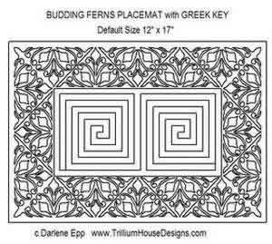 Digital Quilting Design Budding Ferns Placemat w/ Greek Key Center by Darlene Epp.