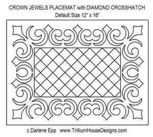 Digital Quilting Design Crown Jewels Placemat by Darlene Epp.