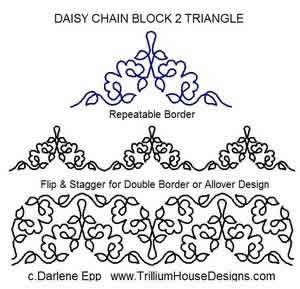 Digital Quilting Design Daisy Chain Block 2 Tri by Darlene Epp.