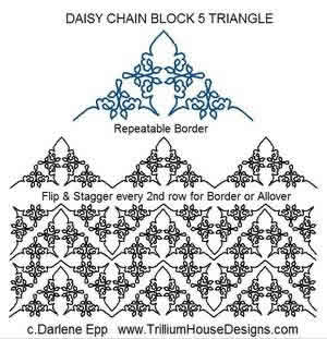 Digital Quilting Design Daisy Chain Block 5  Tri by Darlene Epp.