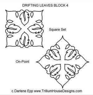 Digital Quilting Design Drifting Leaves Block 4 by Darlene Epp.