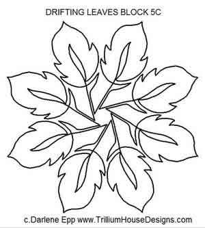 Digital Quilting Design Drifting Leaves Block 5C by Darlene Epp.