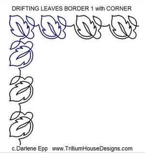 Digital Quilting Design Drifting Leaves Border 1 & Corner by Darlene Epp.