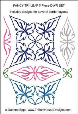 Digital Quilting Design Fancy Tri Leaf DWR Set by Darlene Epp.