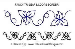 Digital Quilting Design Fancy Tri leaf and Loops Border by Darlene Epp.