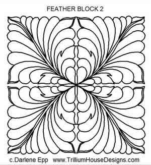 Digital Quilting Design Feather Block 2 by Darlene Epp.