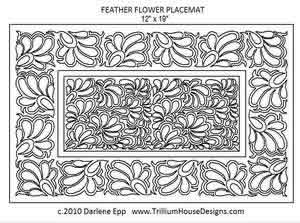 Digital Quilting Design Feather Flower Placemat by Darlene Epp.