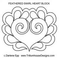 Digital Quilting Design Feathered Swirl Heart Block by Darlene Epp.