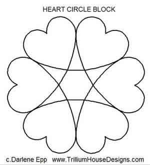 Digital Quilting Design Heart Circle Block by Darlene Epp.